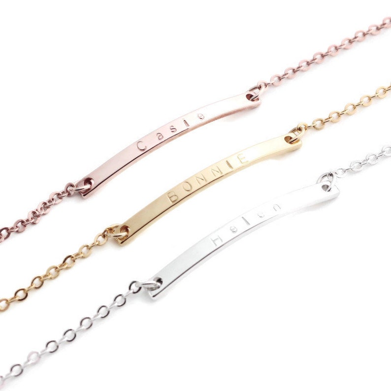 Name Bar Anklet 16k Gold Rose Gold White Gold Silver Etsy