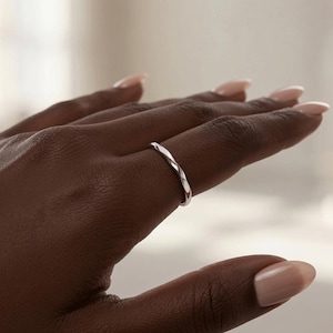 925 Sterling Silver Twist Ring – Adjustable Open Twist Band Ring