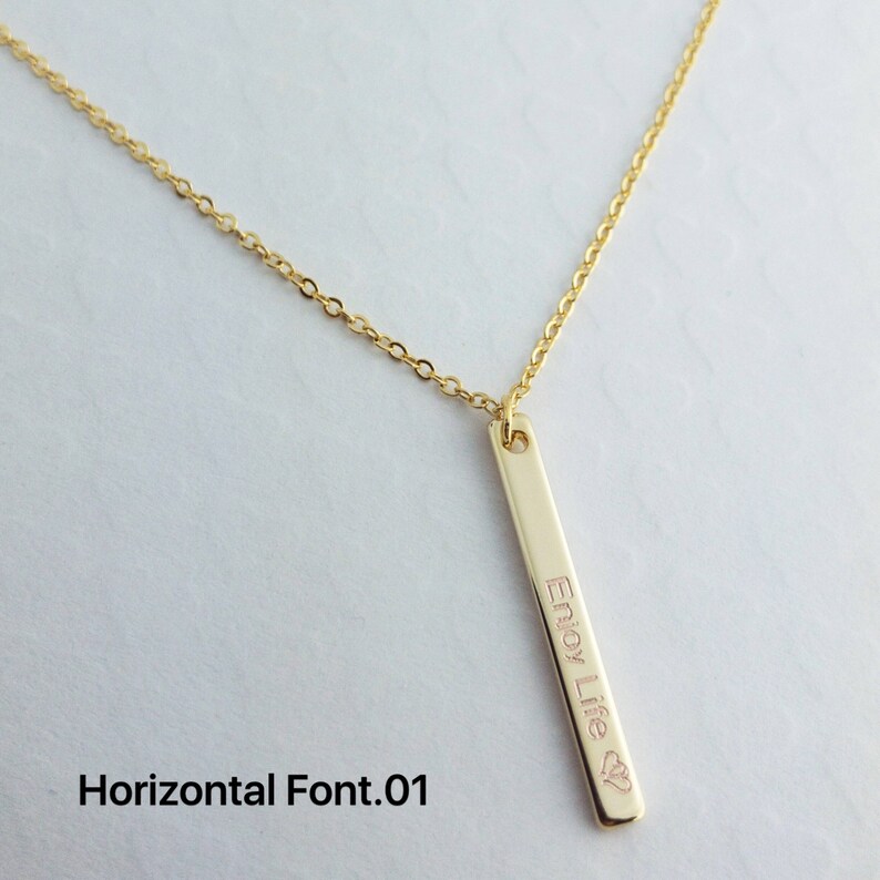 Personalized Vertical Name Bar Necklace 16k Gold Plated Etsy