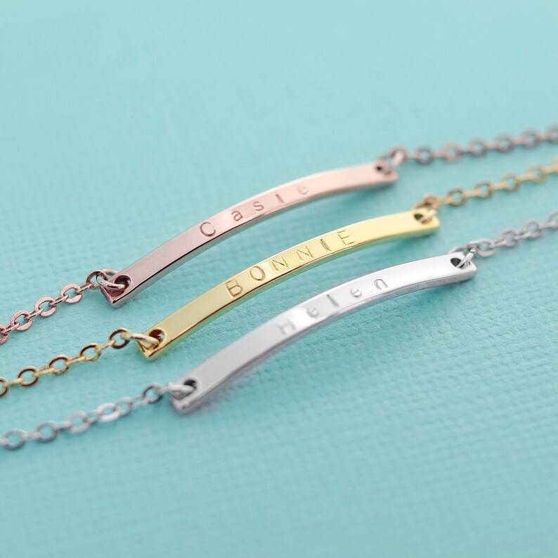 Name Bar Anklet 16k Gold Rose Gold White Gold Silver Etsy