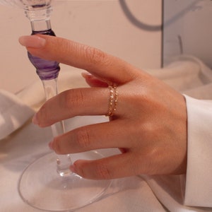 Dainty Double Chain Ring: 16K Gold Plated Minimalist Jewelry - Etsy