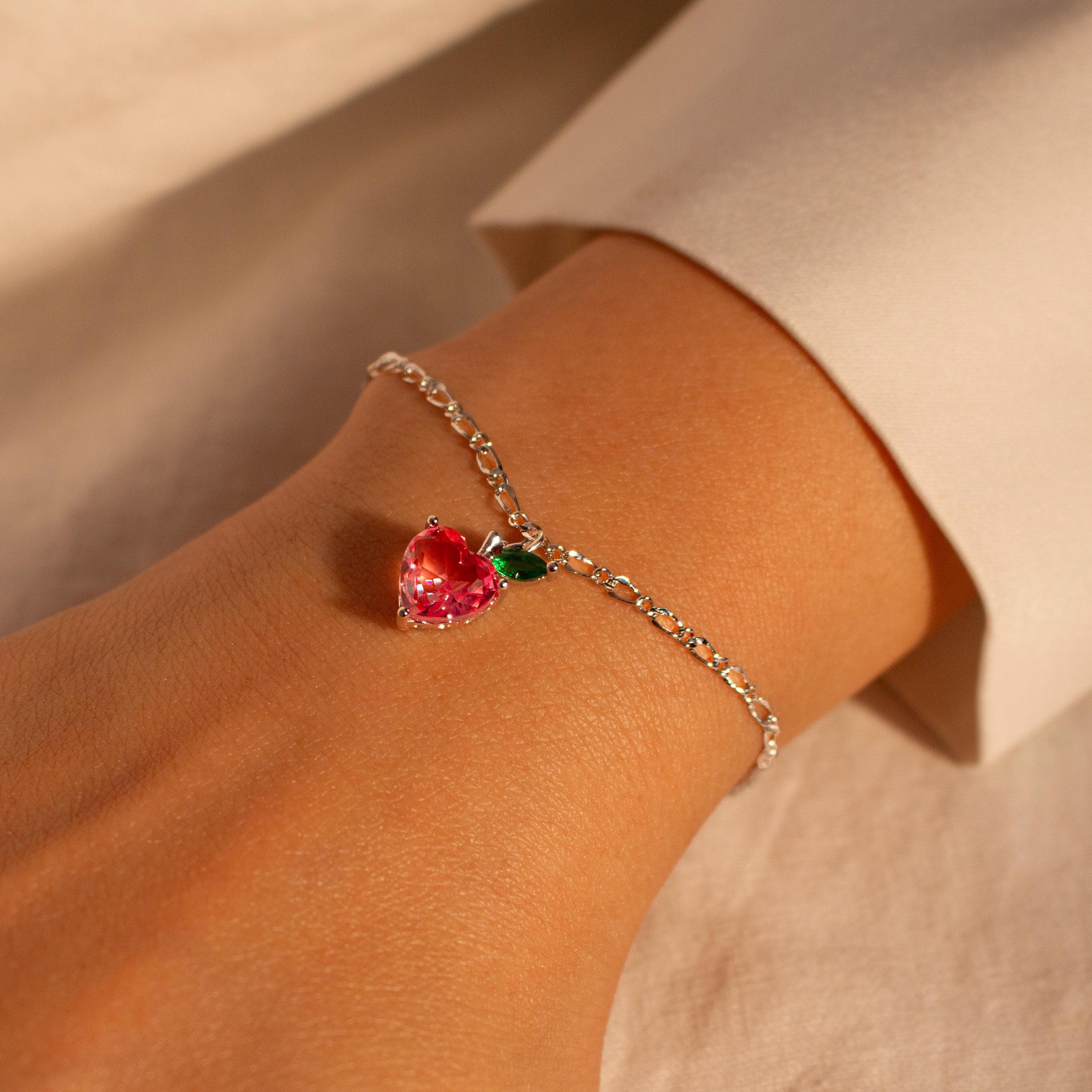 Apple crystal bracelet heart apple heart bracelets best gift for her friendship birthday gifts best