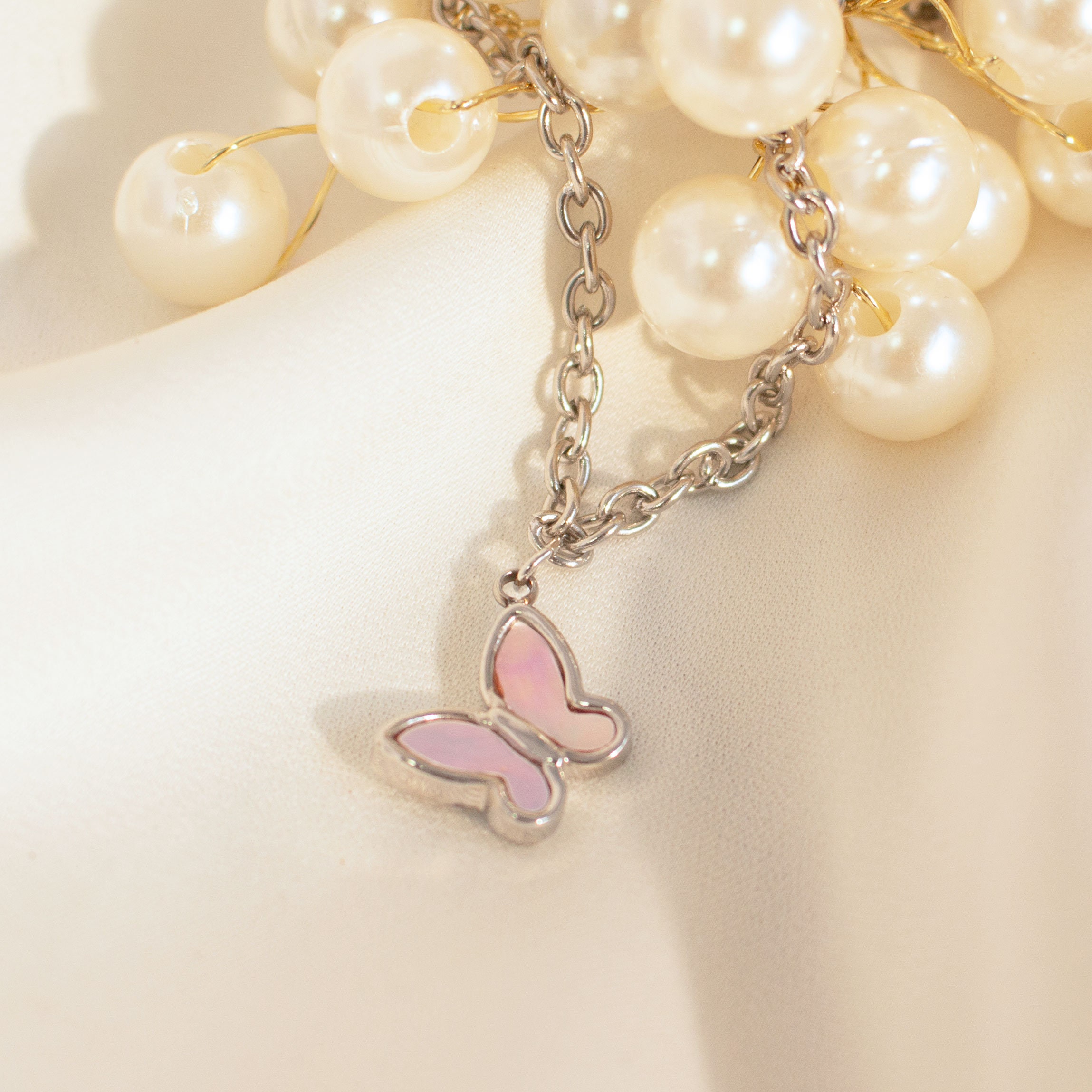 Butterfly anklet silver mother of pearl ankle bracelet best gift for her