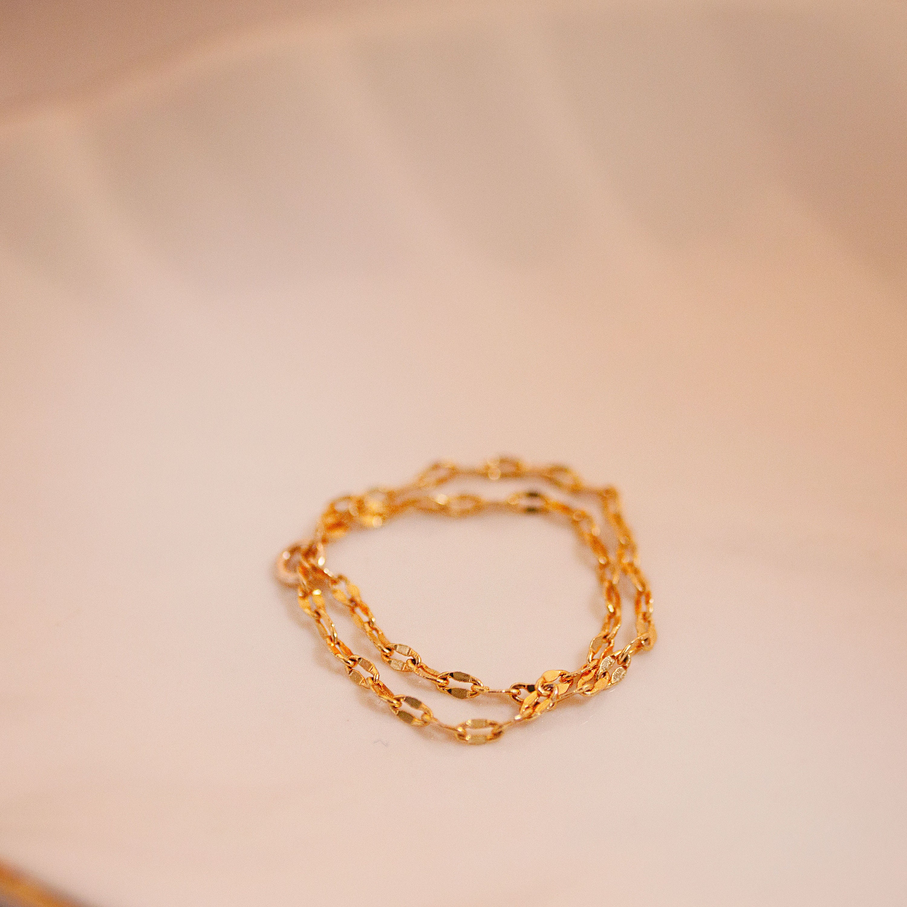 Permanent gold double chain ring dainty chain rings best gift for her