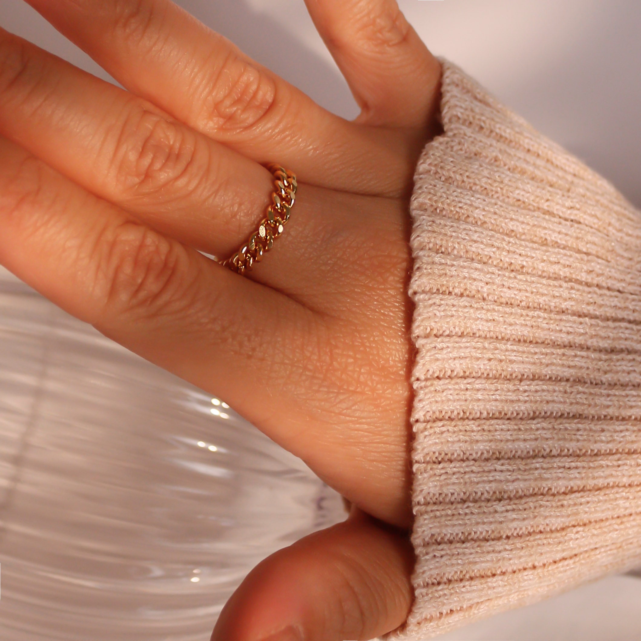 Bold chain ring permanent gold chain ring minimalist dainty simple gold rings best gift for her