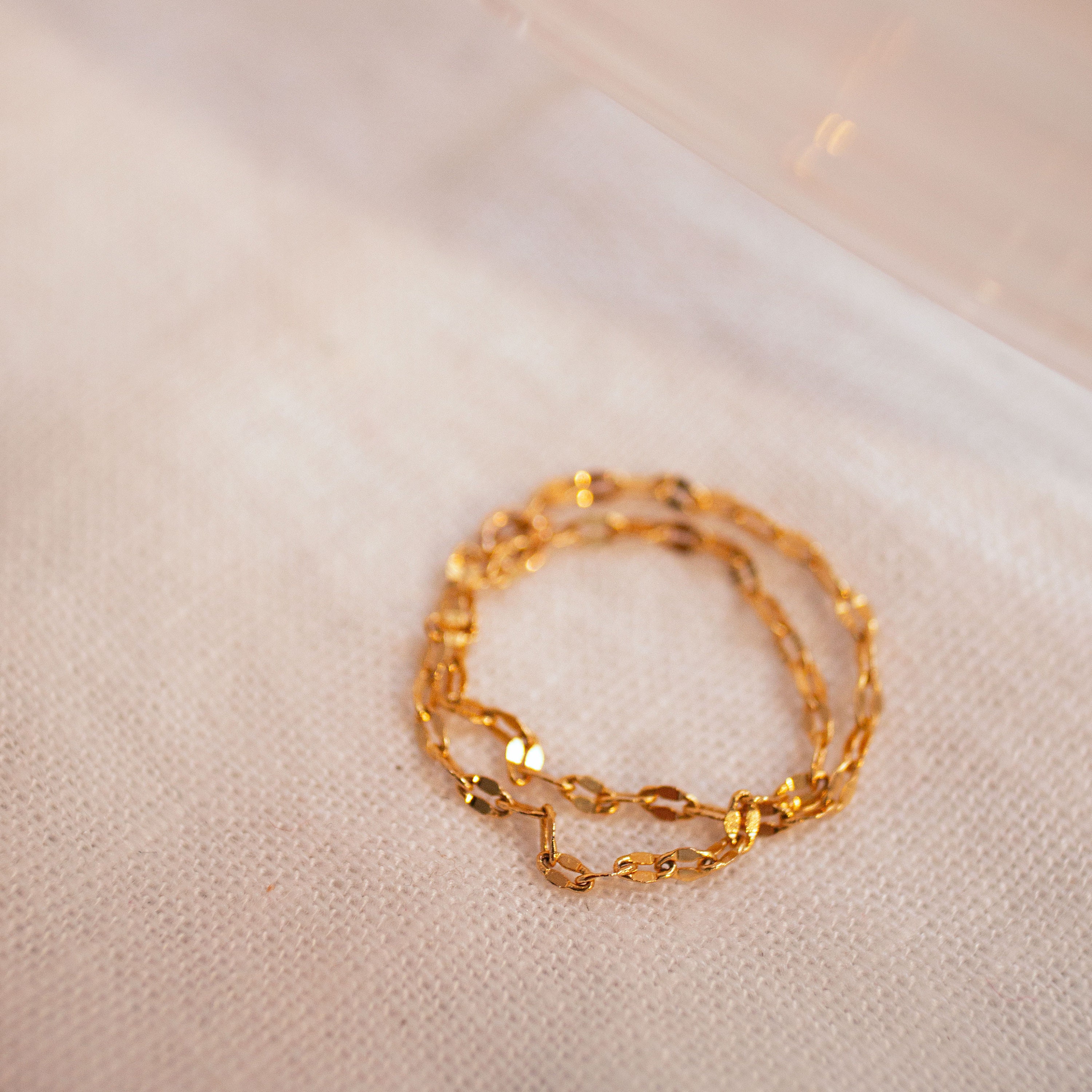 Permanent gold double chain ring dainty chain rings best gift for her