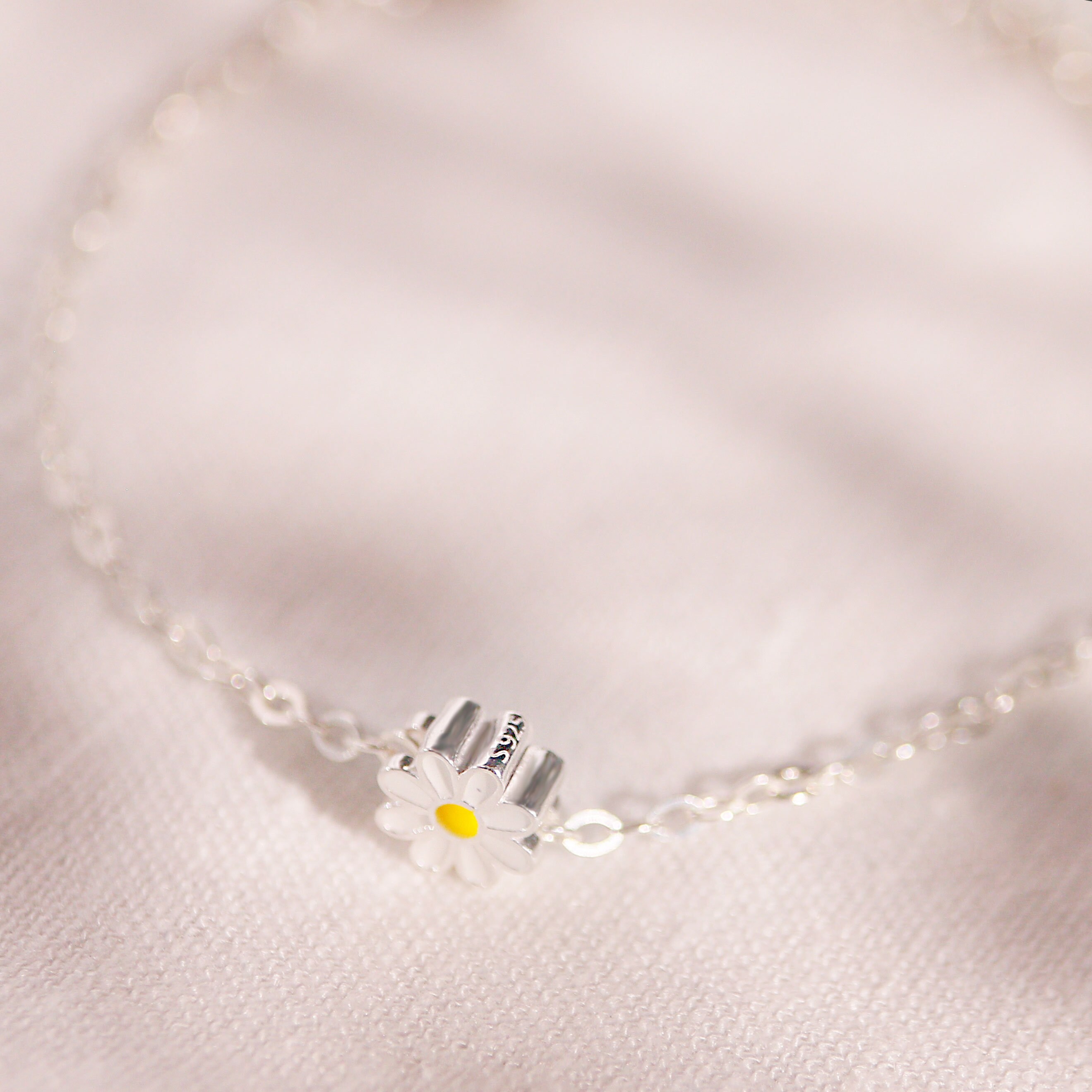 Sterling Silver Daisy bracelet dainty cute flower bracelets 925 silver best gift for her
