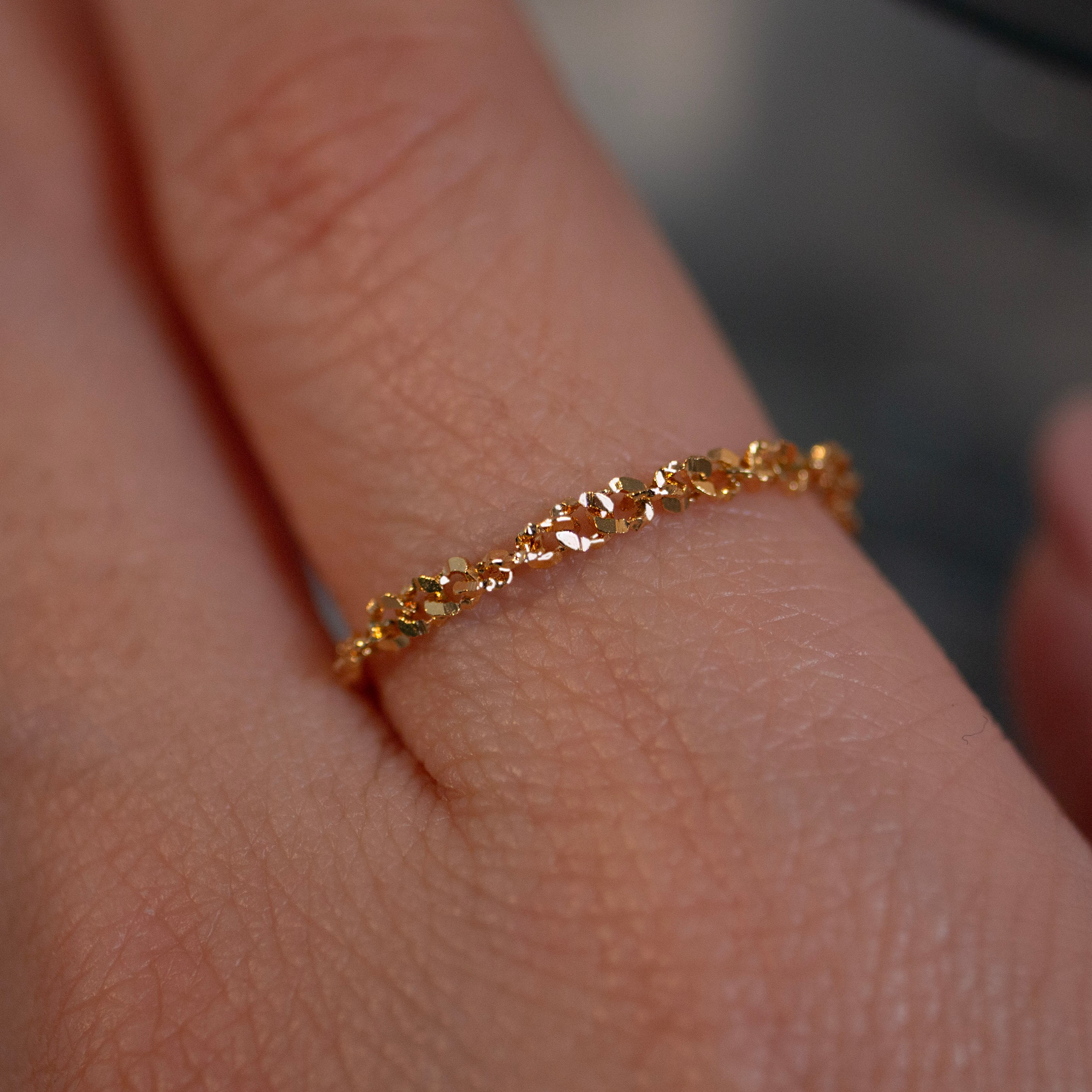 16K gold plated chain ring twist rings best gift for her permanent golf dainty gifts