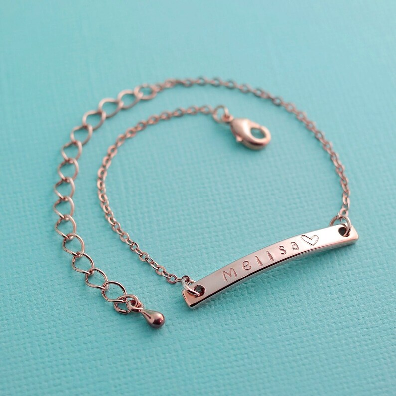 Luxury Name Bar Anklet/Hand stamped 16k Gold Rose Etsy