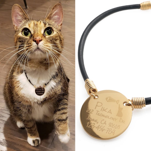 Cat Collar Personalized Necklace Lovely Pet Gift Name Gift for Pet 100% leather Safe Cat Collar Necklace