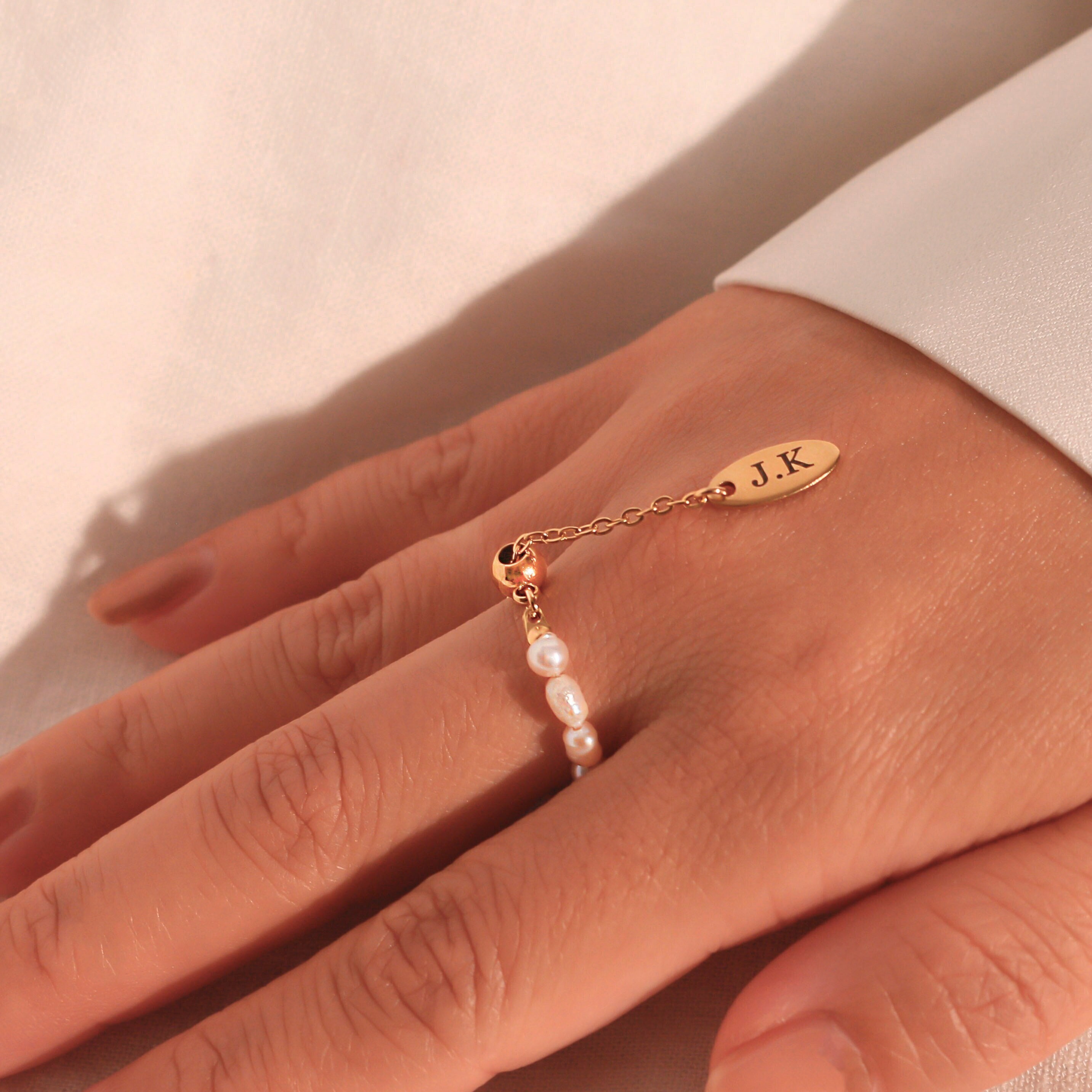 Fresh water Pearl adjustable rings for women personalized your name ring best gift for her