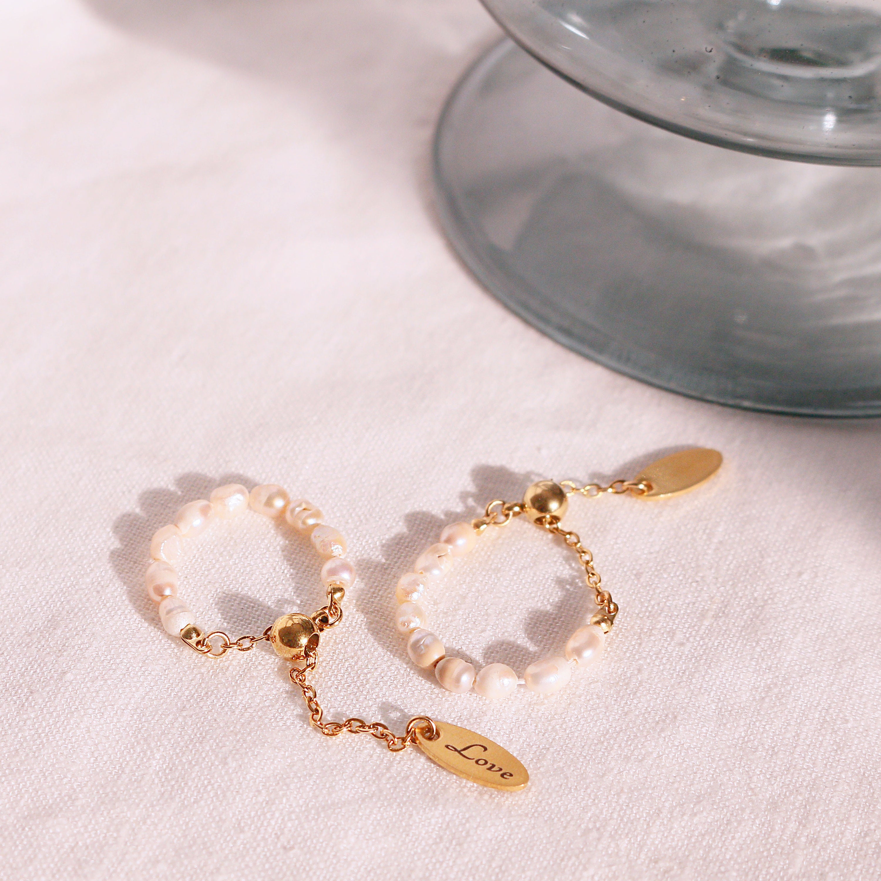 Fresh water Pearl adjustable rings for women personalized your name ring best gift for her