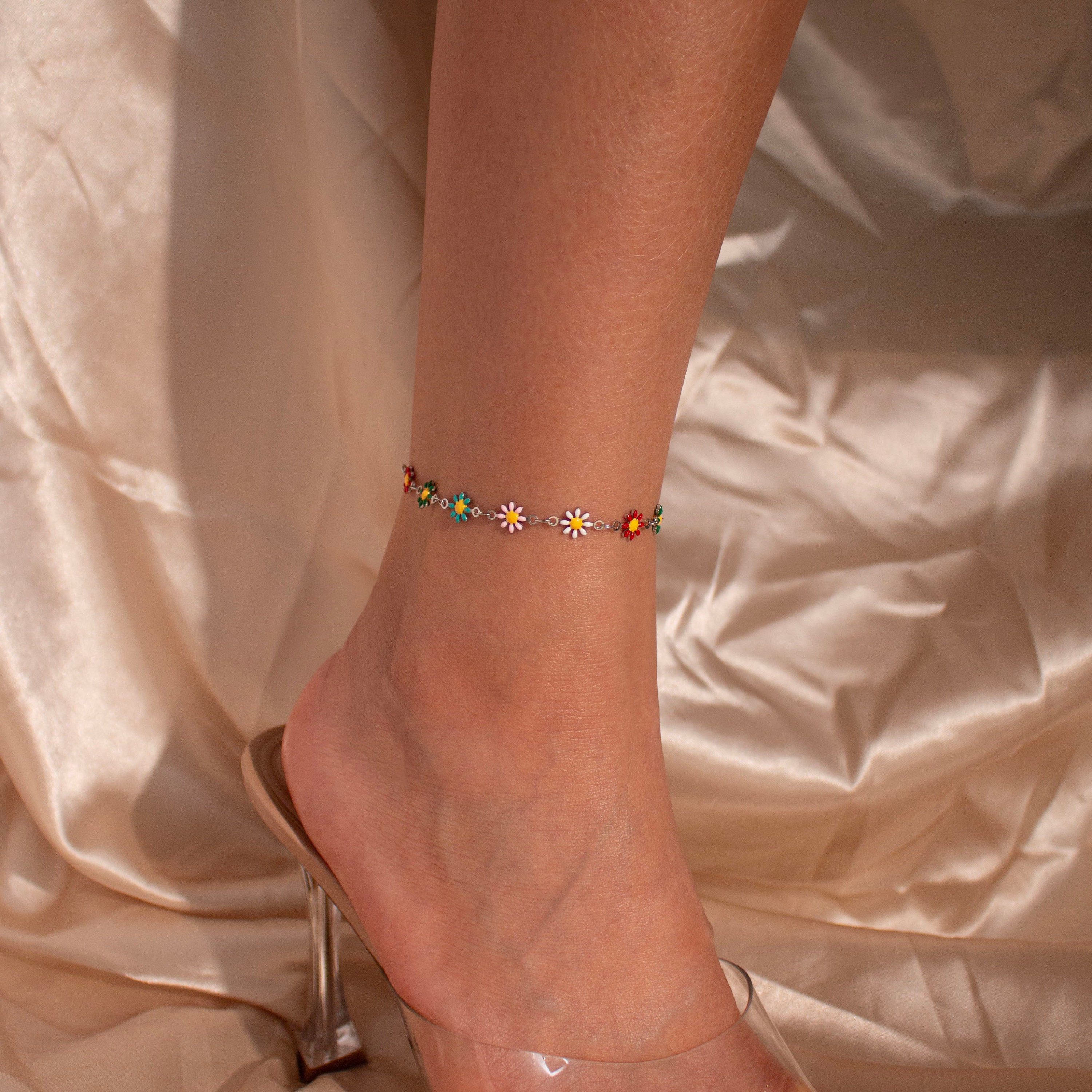 Flowers anklet cute colorful ankle bracelet flower best gift for her unique anklets