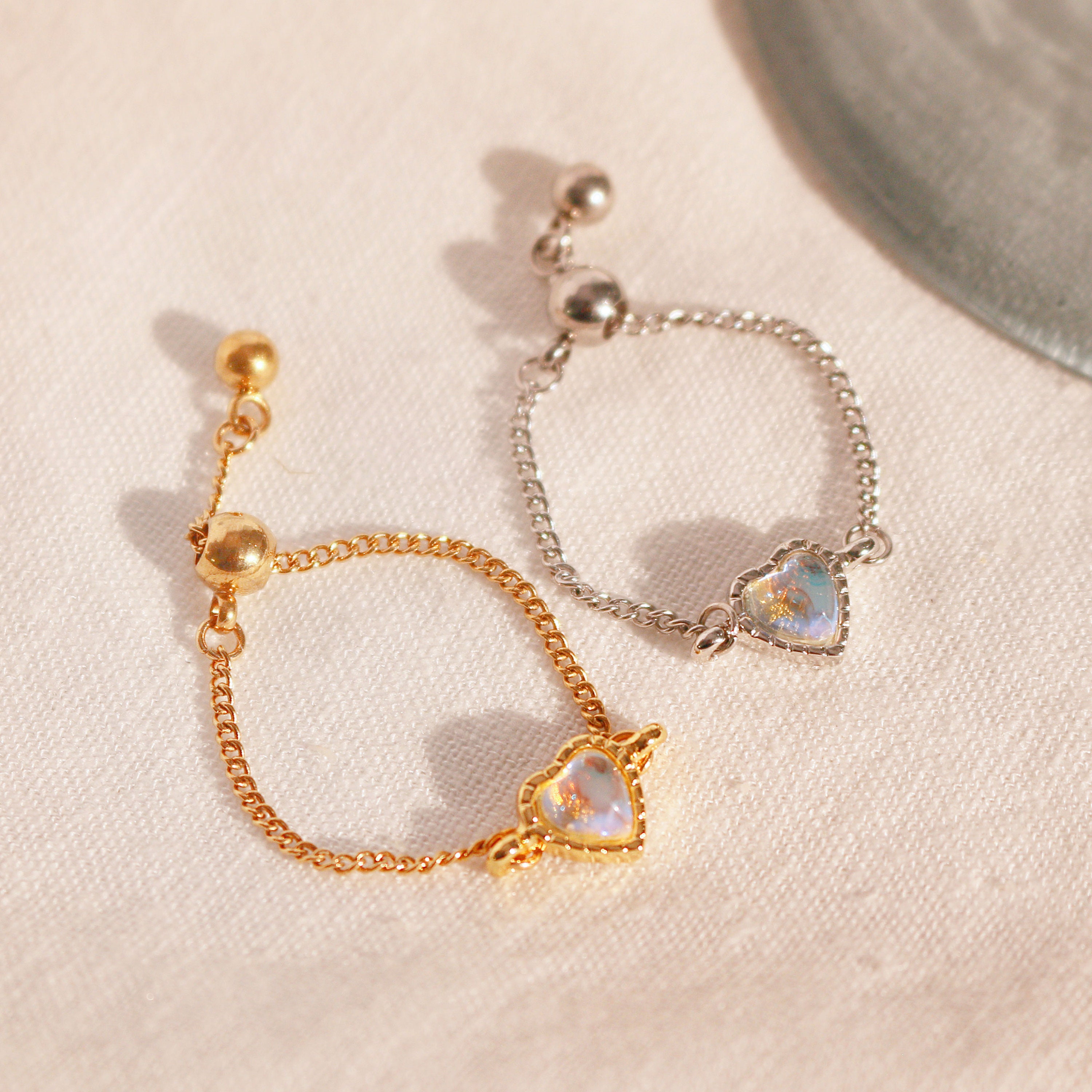 Heart Opal Ring Adjustable Personalized Rings unique cute ring best gift for her