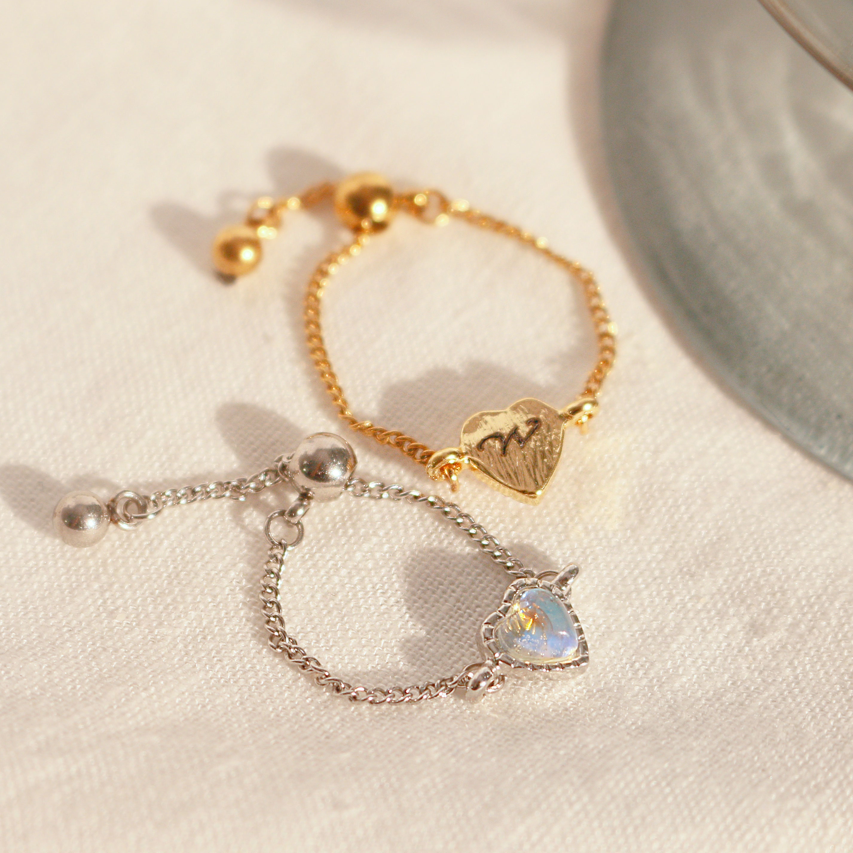 Heart Opal Ring Adjustable Personalized Rings unique cute ring best gift for her
