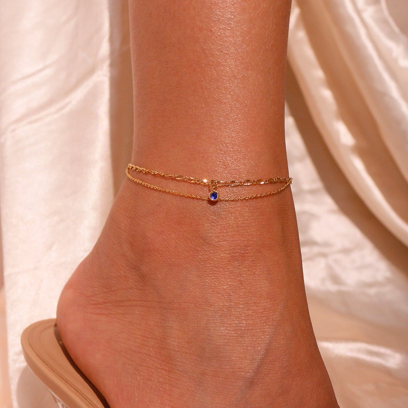 birthstone anklet gold birthstones anklets, Christmas gift, holiday gift ideas