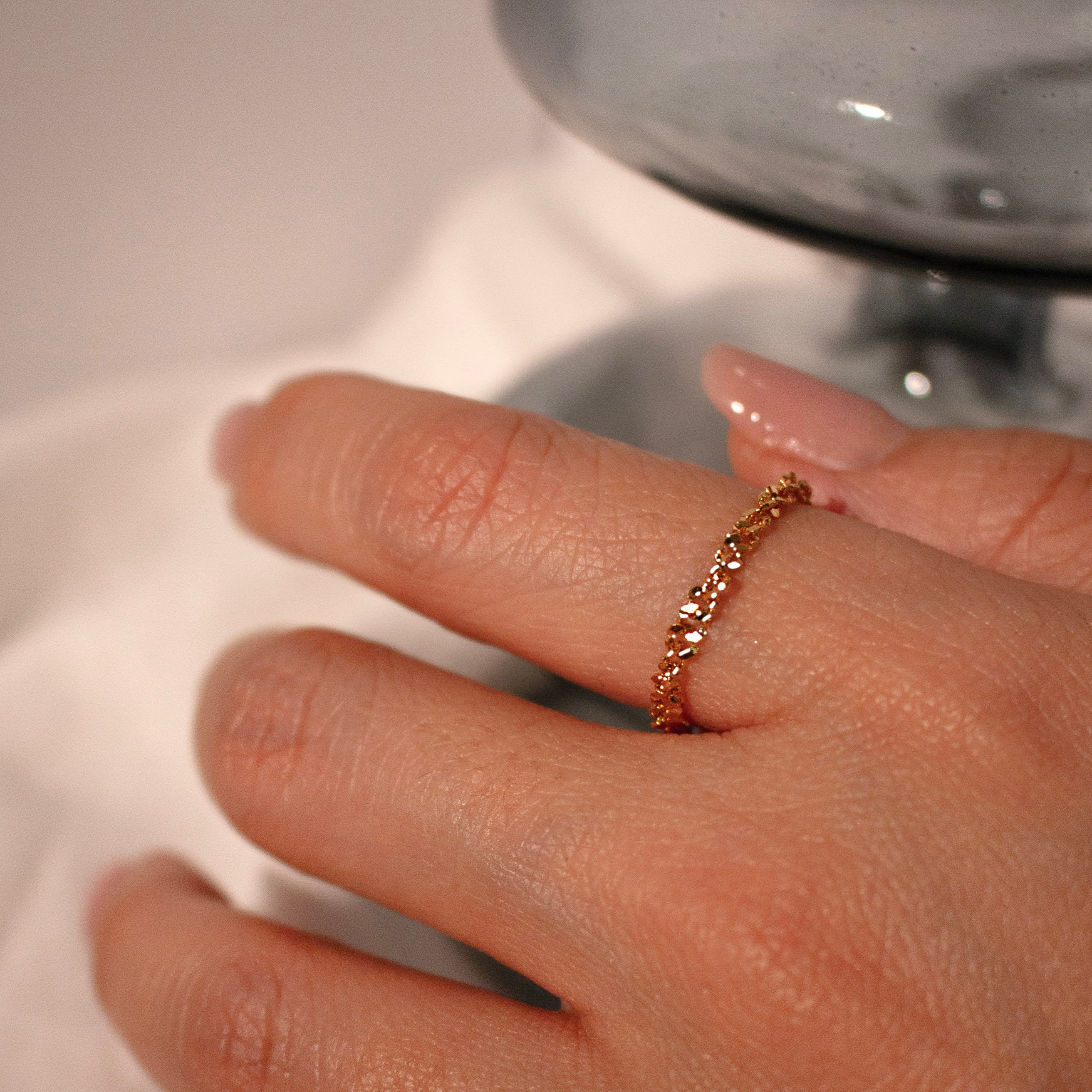 16K gold plated chain ring twist rings best gift for her permanent golf dainty gifts