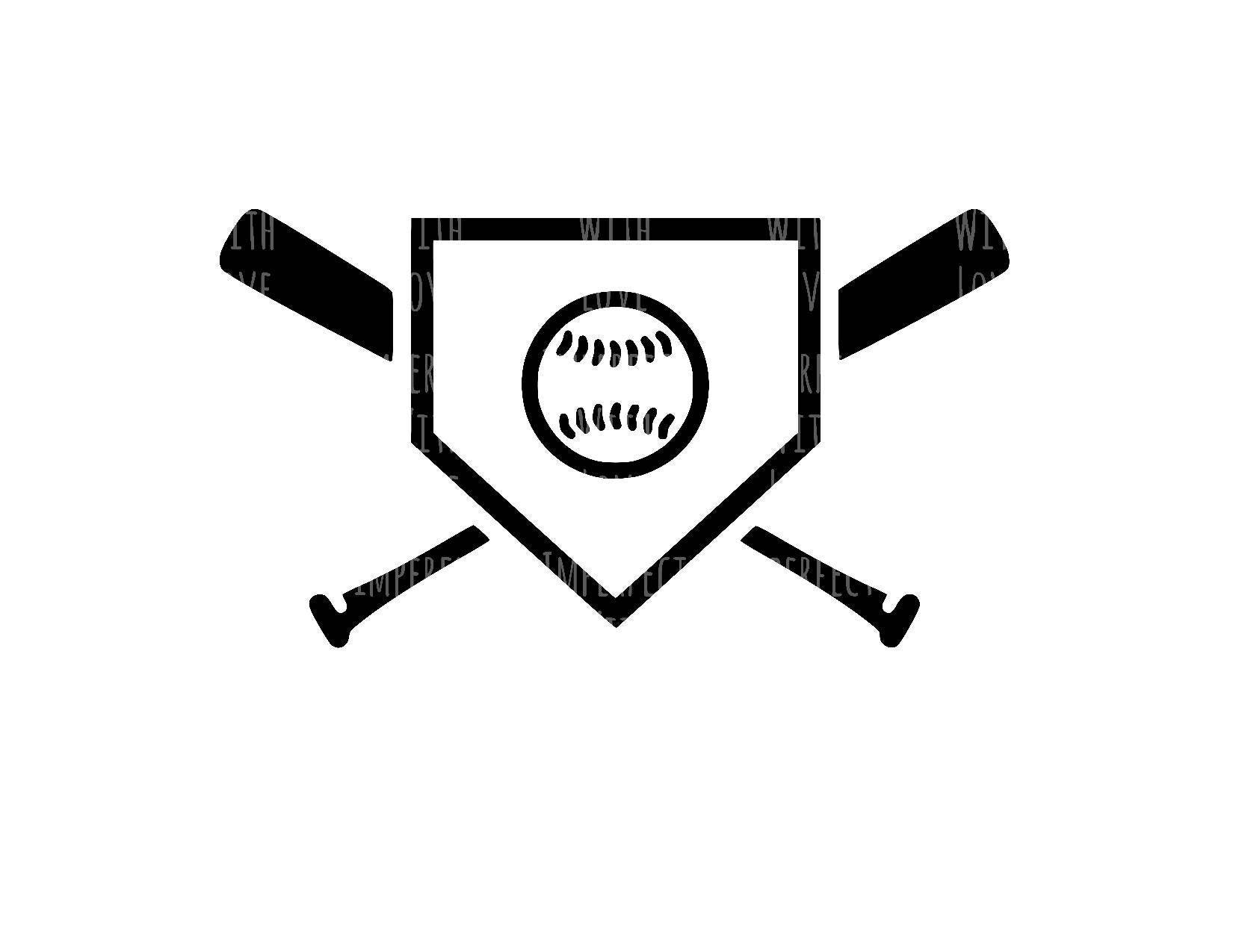 Download Baseball Home Plate Baseball Bat DIGITAL CUT FILE svg | Etsy