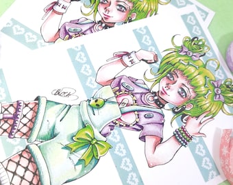 Imprimé fille gothique pastel