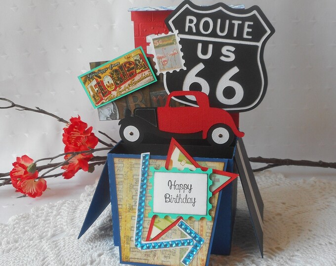 Route 66 Popup Box Card, Handmade 3D Blank Birthday Cards for Him, Her ...
