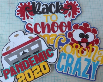 Pandemic Scrapbook Die Cuts: Back to School, Corona Crazy Photo Embellishment