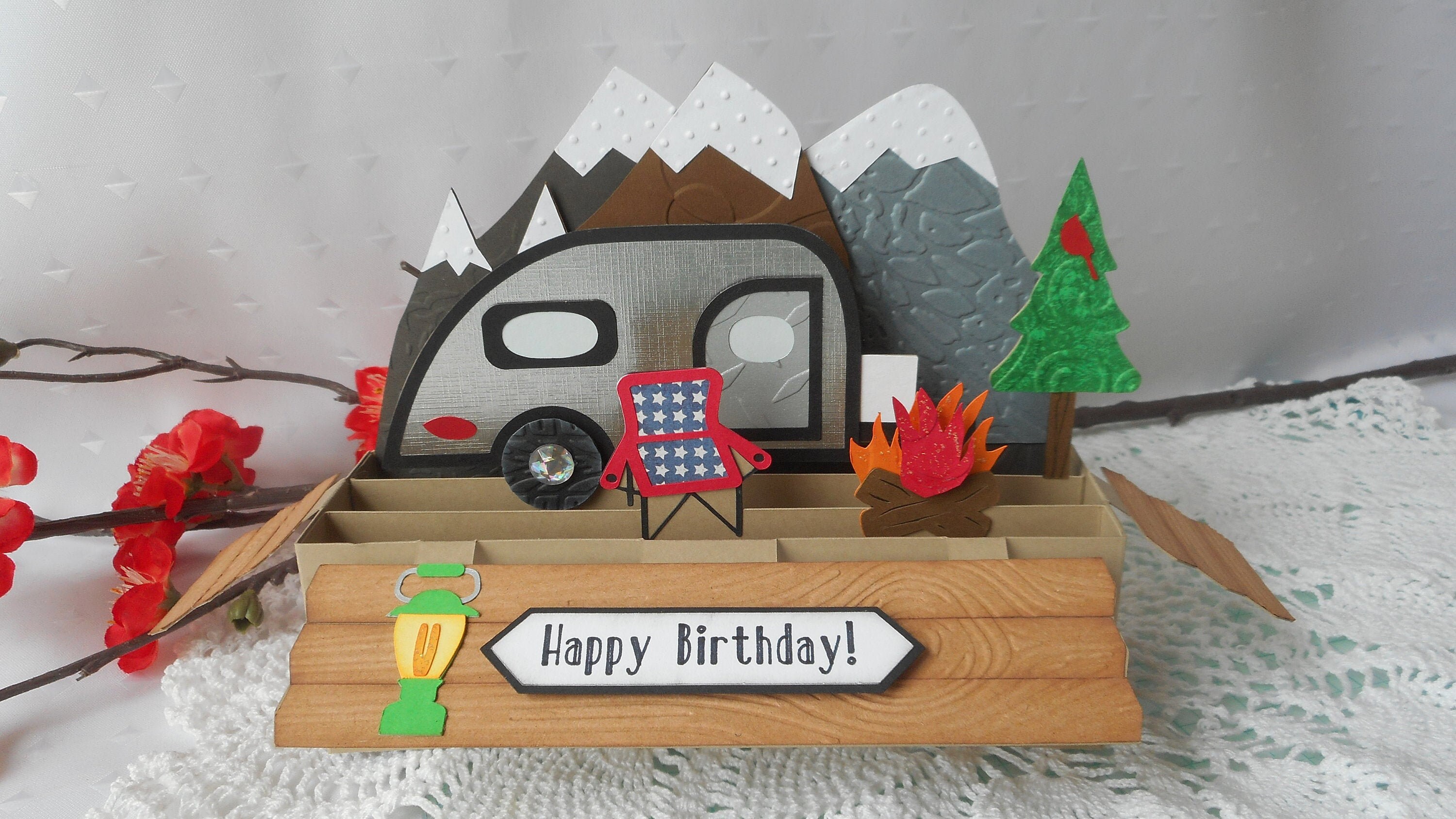 Mountain Camping Box Card Handmade Teardrop Trailer Gift for Etsy