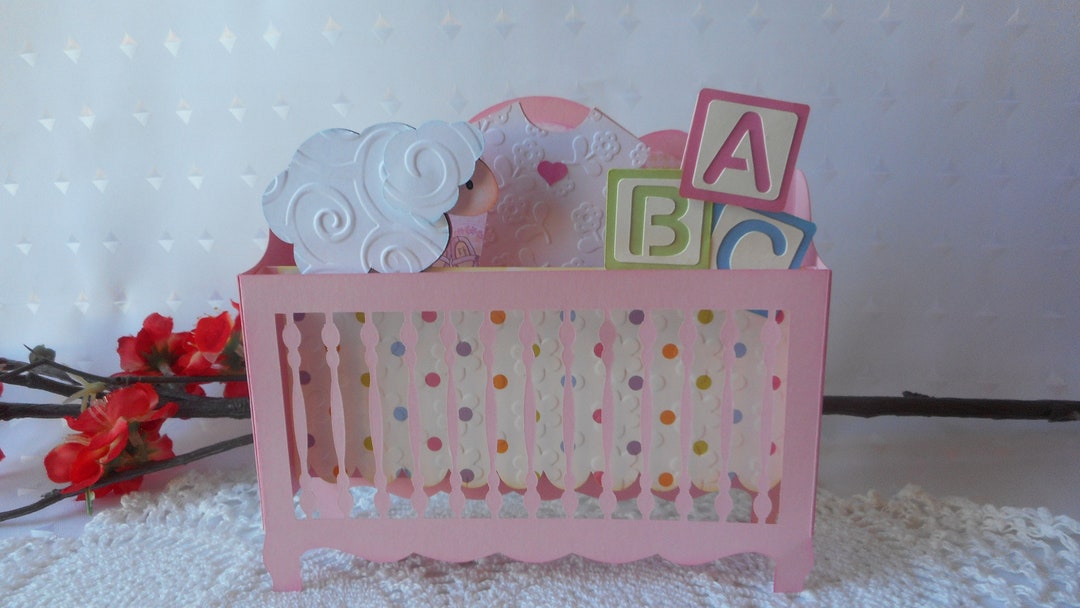 Baby Crib Popup Box Card Newborn Baby Crib 3D Card Blank Etsy