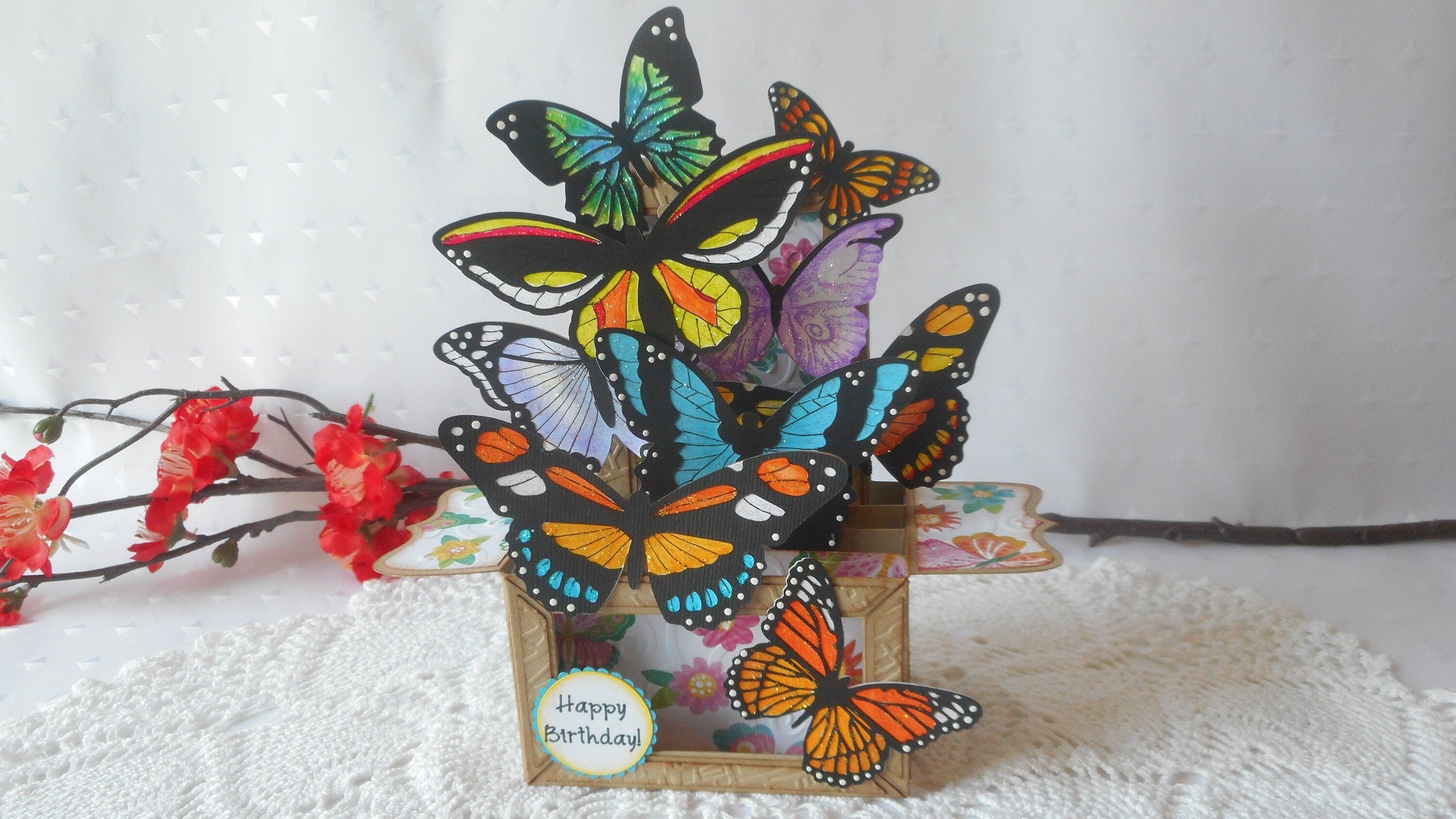  NAVWOD Pop Up Birthday Card, Butterfly Birthday Pop Up Card,  Birthday Cards For Mom, Funny Birthday Card For Women, Butterfly Flower 3D  Greeting Card Butterfly Gifts for Women Wife Girl