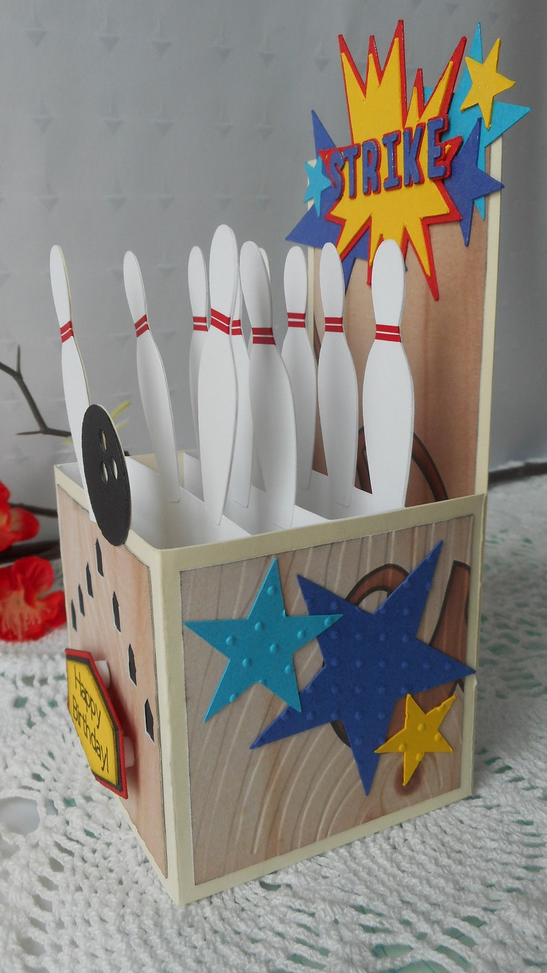 Ten Pin Bowling Box Card Christmas Snowman Handmade Bowling Etsy