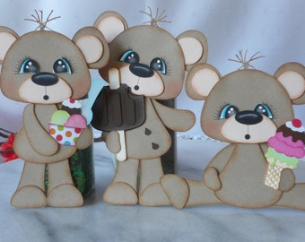 Teddy Bear Scrapbook Die Cuts: Ice Cream Paper Piecing Photo Embellishment