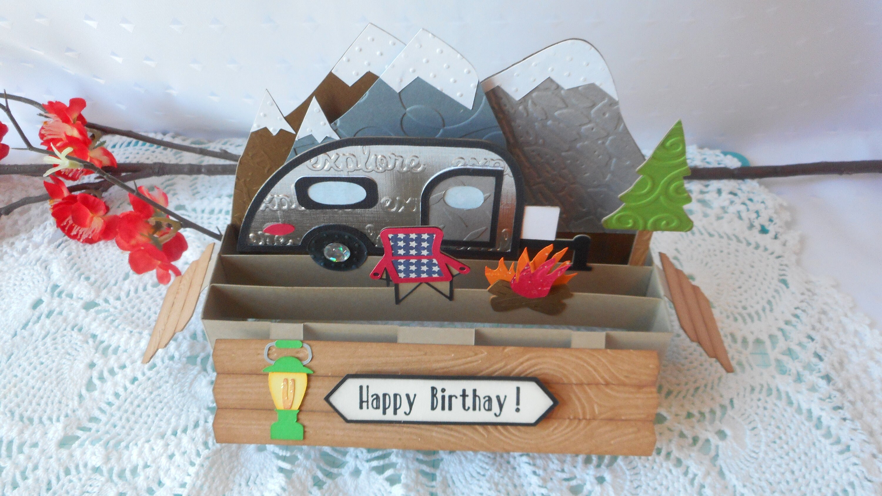 Mountain Camping Box Card Handmade Teardrop Trailer Gift for Etsy