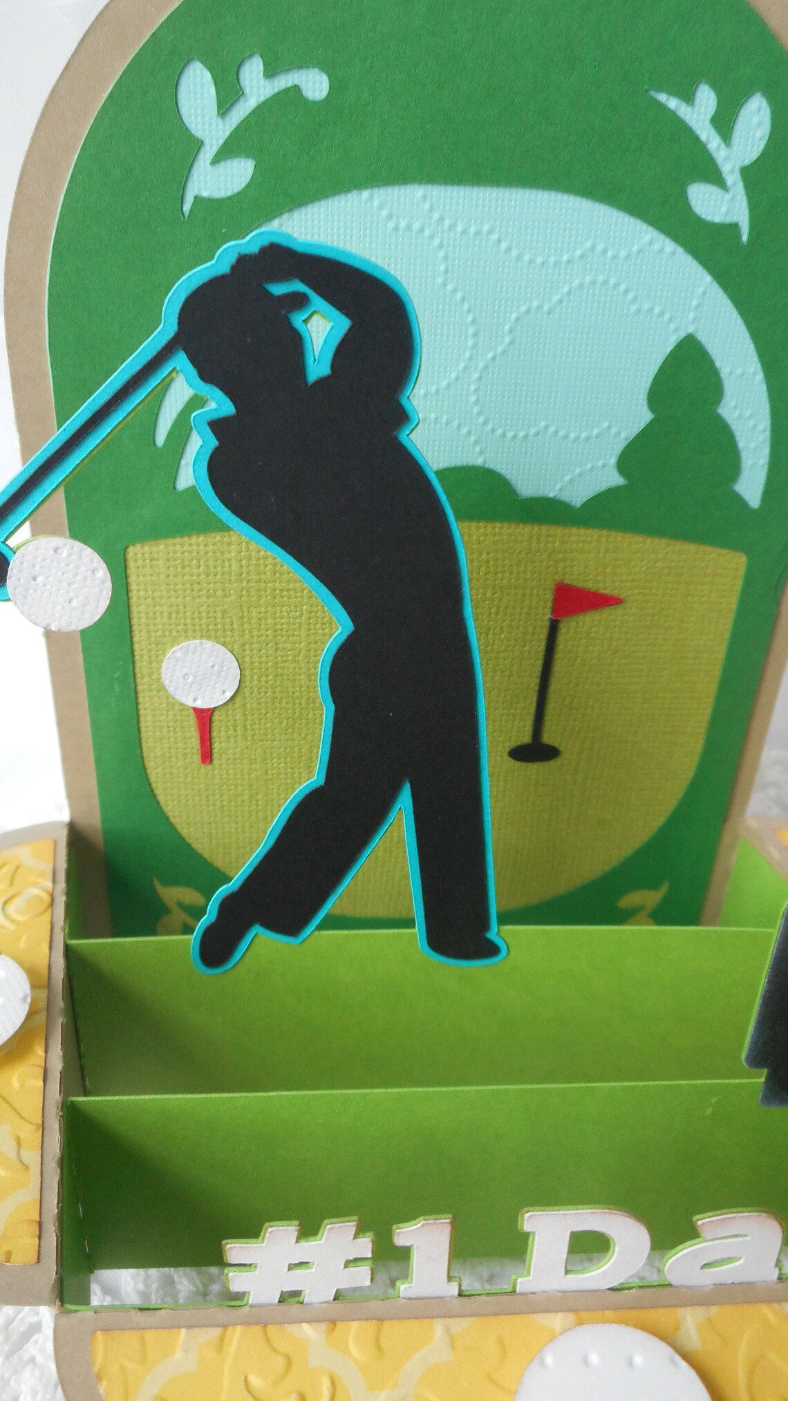 Golfer PopUp Box Card Handmade Golf Box Card Homemade Pop Etsy