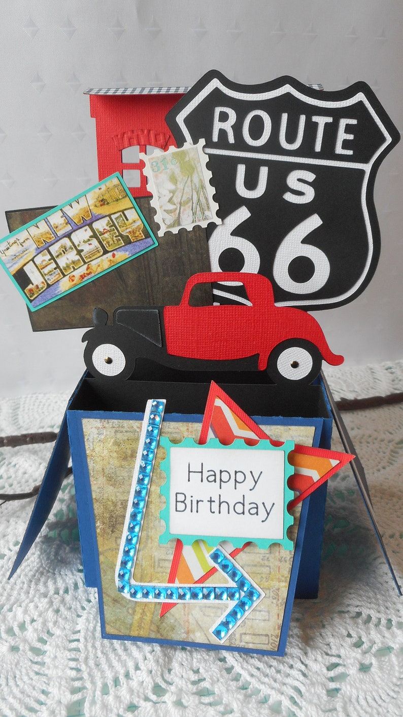 Route 66 Popup Box Card Handmade 3D Blank Birthday Cards for | Etsy
