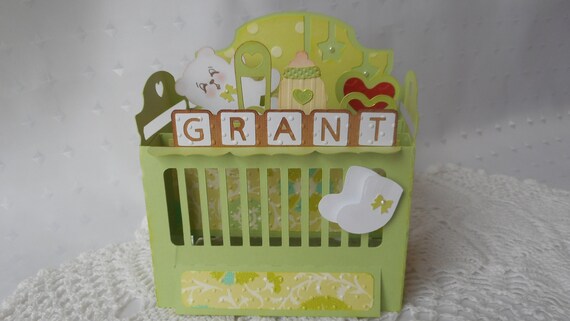 Baby Crib Popup Box Card Newborn Baby Crib 3d Card Blank Etsy