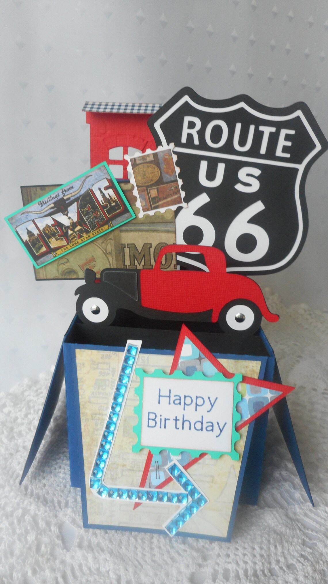Route 66 Popup Box Card Handmade 3D Blank Birthday Cards for | Etsy