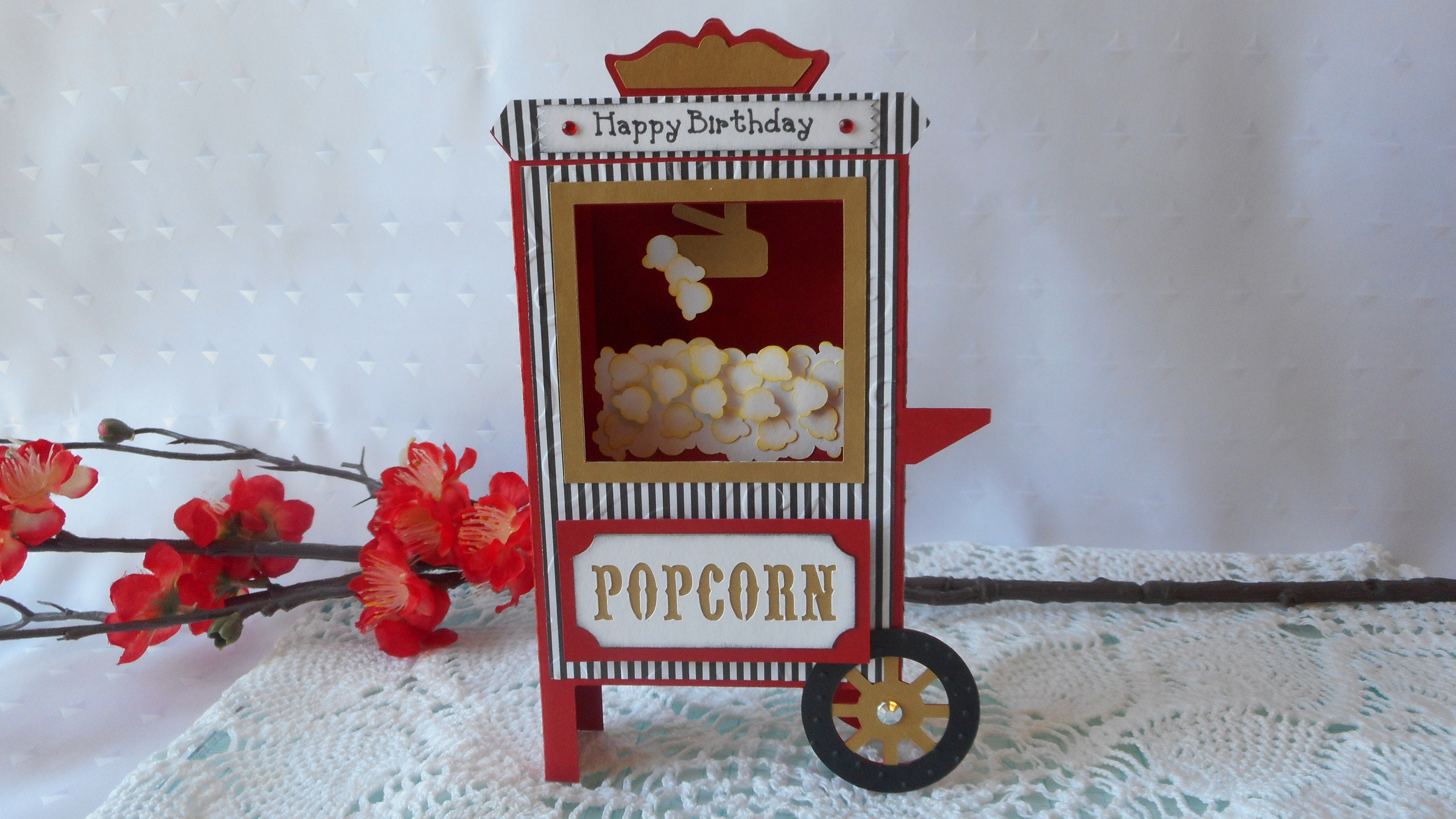 Popcorn Machine PopUp Box Card Popcorn 3D Card Handmade Etsy
