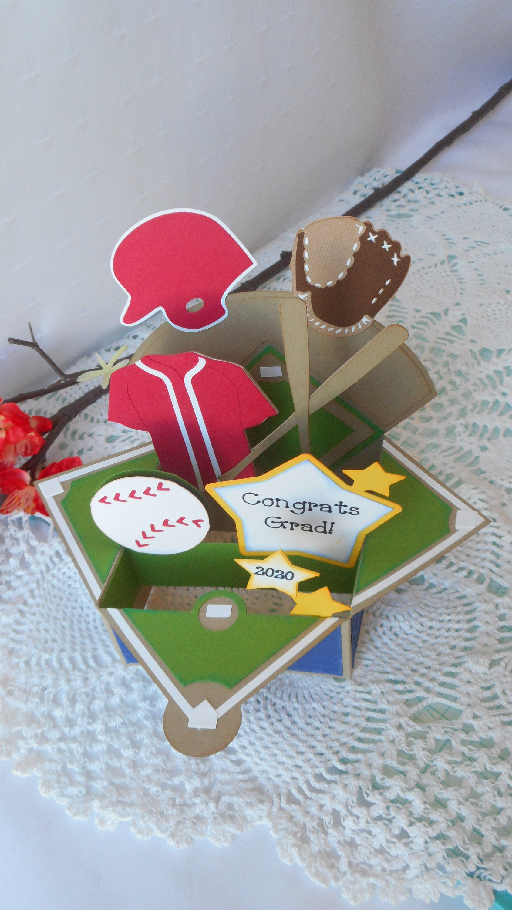 Baseball 3D PopUp Box Card Baseball Handmade Blank Cards Etsy