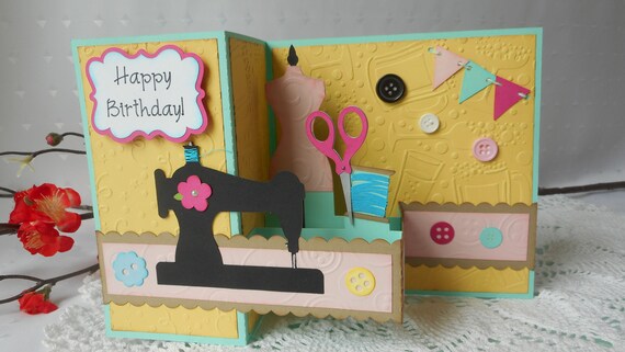 Sewing Machine Pop Up Box Card Blank Handmade Birthday Cards Etsy