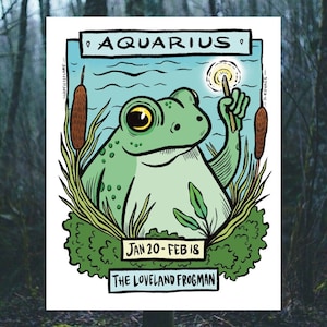 Aquarius Loveland Frogman Cryptid Zodiac Art Print - 8x10
