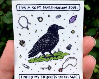 Soft Soul Crow Trinkets Vinyl Sticker