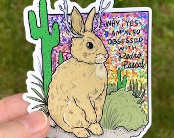 Pedro Pascal Jackalope - Holographic Vinyl Sticker