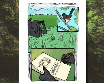 Birdwatching Mothman Art Print - 8x10