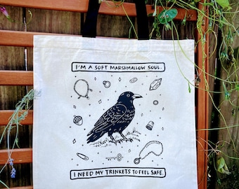 Crow Trinkets Soft Canvas Tote Bag