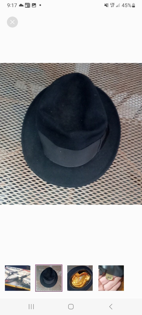 Vtg 1970s black hat made in USA 7 1/8 - image 1