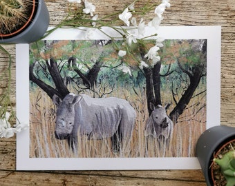 A5 rhino charity print