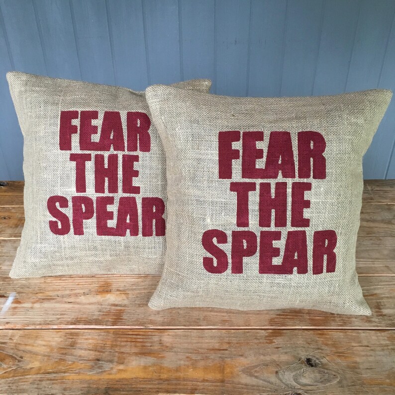 Fsu Pillow Fear The Spear Florida State Pillow State Map Etsy