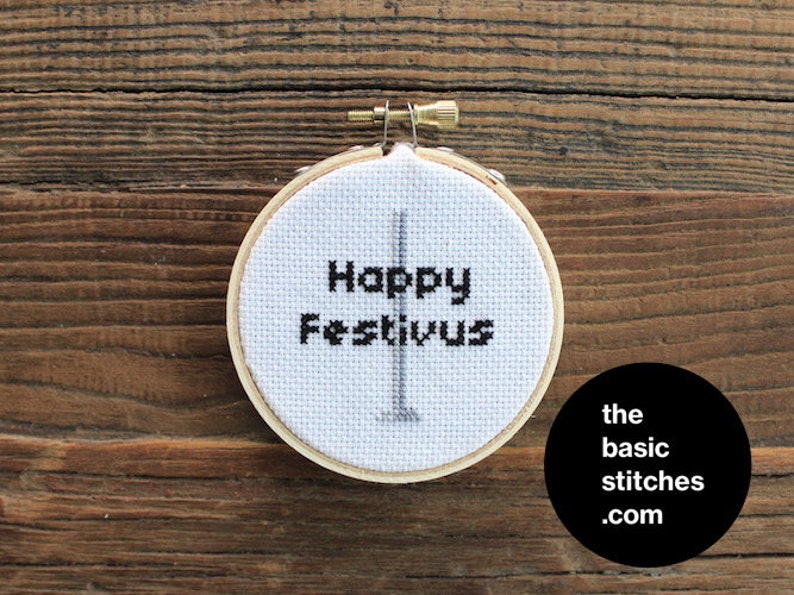 Cross Stitch Pattern Christmas Ornament Happy Festivus image 1