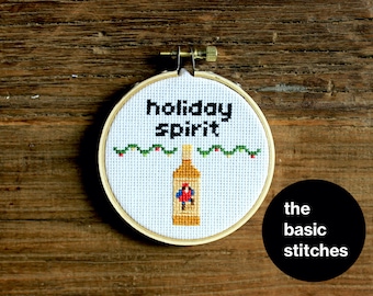 Cross Stitch Pattern - Christmas Ornament - little holiday spirit - pirate rum