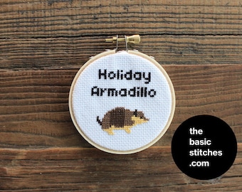Cross Stitch Pattern - Christmas Ornament - Holiday Armadillo