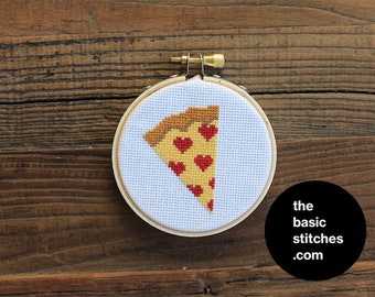 Cross Stitch Pattern - Valentine's Ornament - pizza love